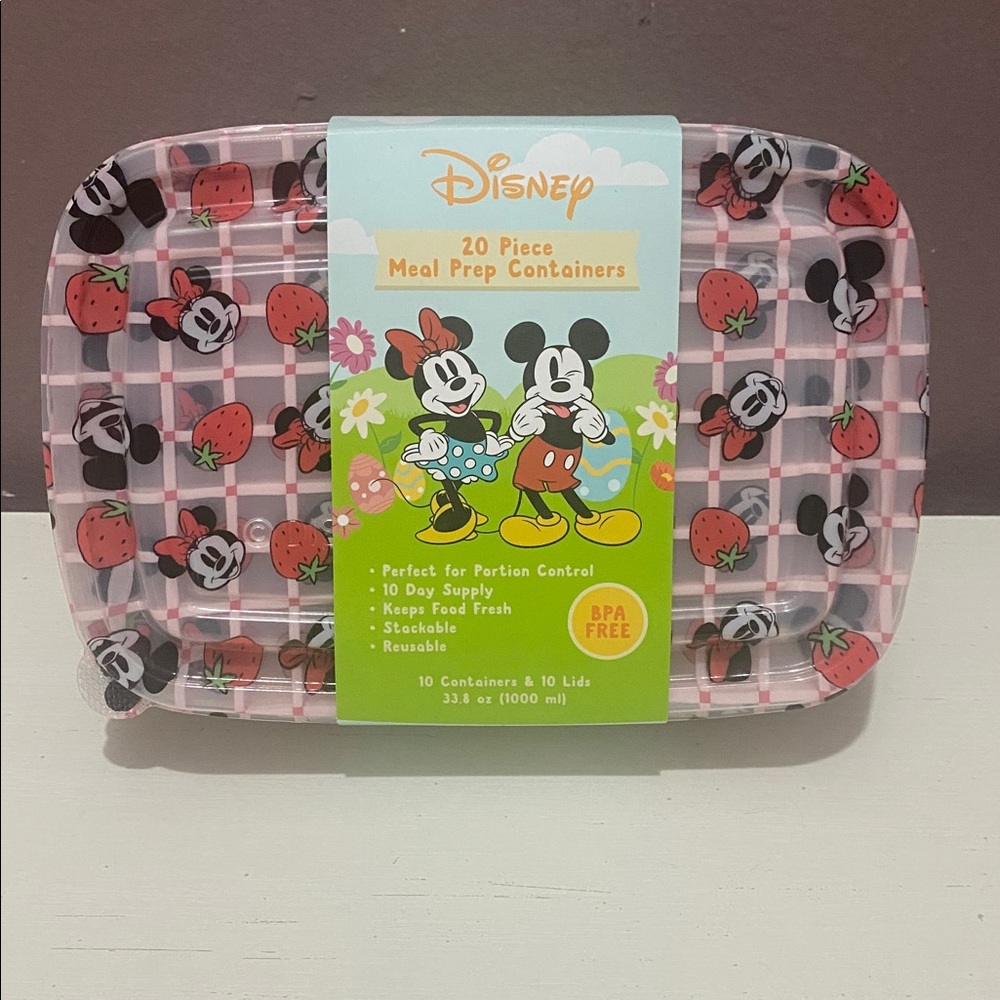 Disney Mickey and Minnie Mouse Strawberry Clear Meal Prep Container 20 Piece Set